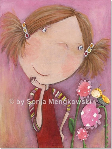 Kinderzimmer Bild -  Jenny Blumenkind  FINE ART- Kunstdruck (Premium-Qualit&auml;t) aus der Serie:  Bilder f&uuml;r Kinder, Geschenk zur Geburt, Taufe oder Geburtstag.