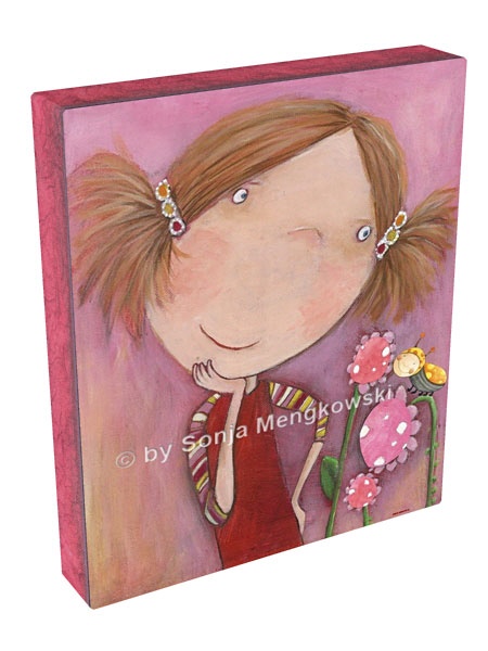 Kinderzimmer Bild - Jenny Blumenkind ORIGINAL Acrylbild - Unikat  Motiv: Jenny Blumenkind  aus der Serie:  Bilder f&uuml;r Kinder, Geschenk zur Geburt, Taufe oder Geburtstag.