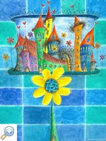 Artikelbild: Märchenbilder, Poster, Kirche, Fantasiestadt, Sonnenblume, Taufgeschenk