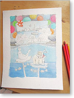 Aquarell- Maltechnik Colorierung der Skizze Aquarell- Maltechnik Colorierung der Skizze