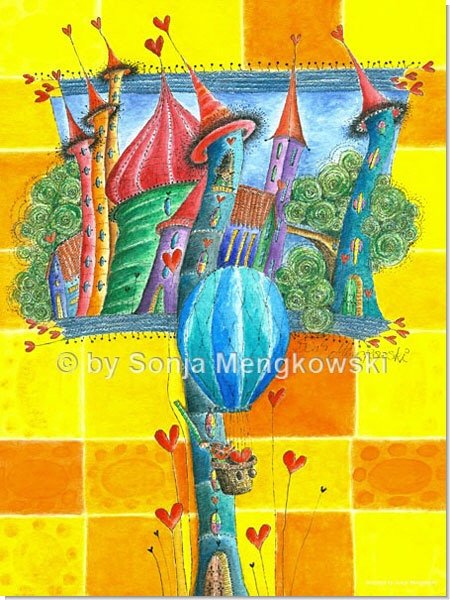 Ballonfahrt - Serie: Aquarellbilder fröhliche Motive fürs Kinderzimmer - ©Sonja Mengkowski