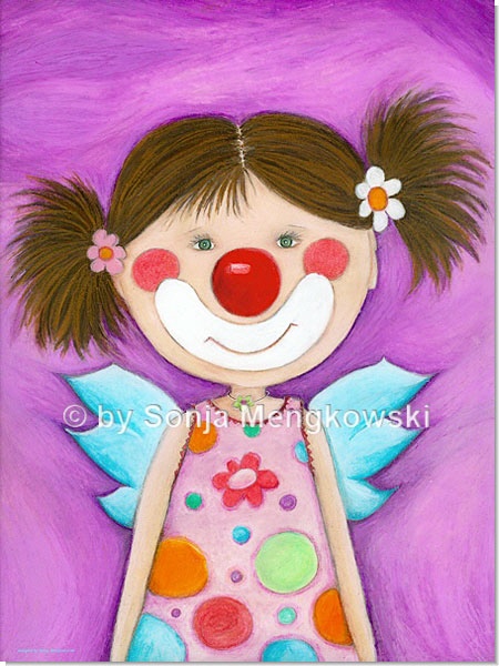 Rosa Lila Clown Mädchen - Serie: Pastellbilder Motive fürs Kinderzimmer