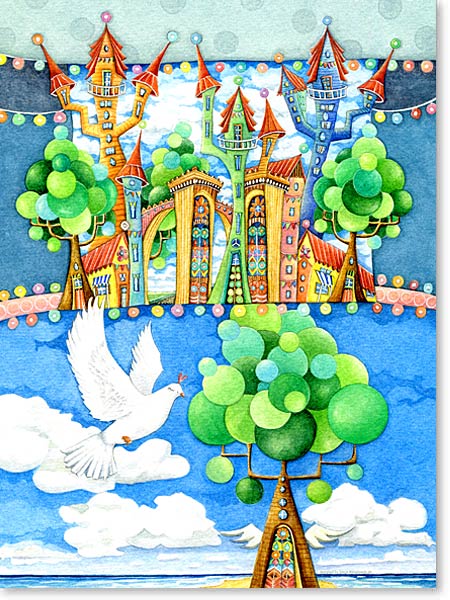 Aquarell Land des Friedens - Leinwandbild fürs Kinderzimmer