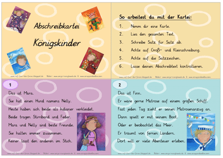 Unterrichtmaterial Deutsch Abschreibkartei - Königskinder Unterrichtmaterial Deutsch Abschreibkartei - Königskinder