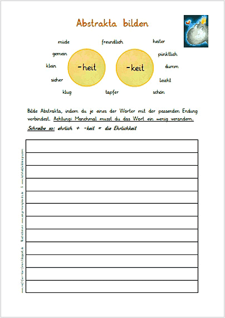 Unterrichtsmaterial Deutsch - Abstrakta bilden Unterrichtsmaterial Deutsch - Abstrakta bilden