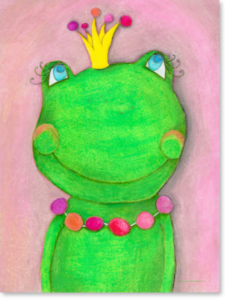 Pastellbild Froschkönigin - Leinwandbild fürs Kinderzimmer