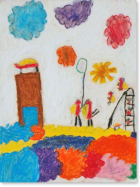 Kunst fördert Kinder - Motiv: Marienkäferstadt von Hannah S.